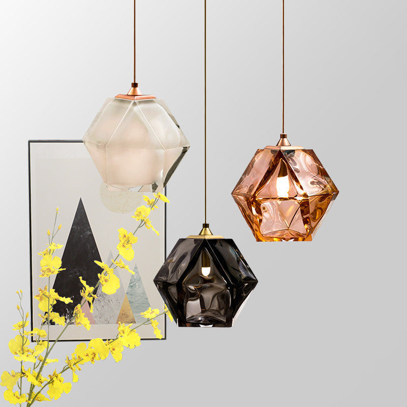 Hailie Polyhedron LED Pendant Light Metal Glass Kitchen Island