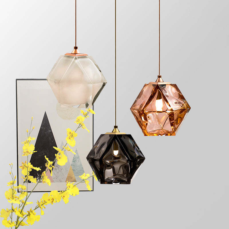Hailie Polyhedron LED Pendant Light Metal Glass Kitchen Island
