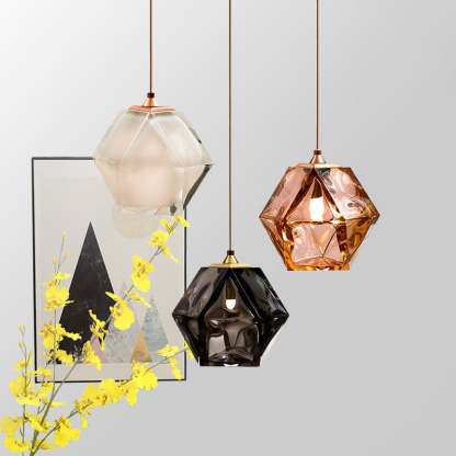 Hailie Polyhedron LED Pendant Light Metal Glass Kitchen Island