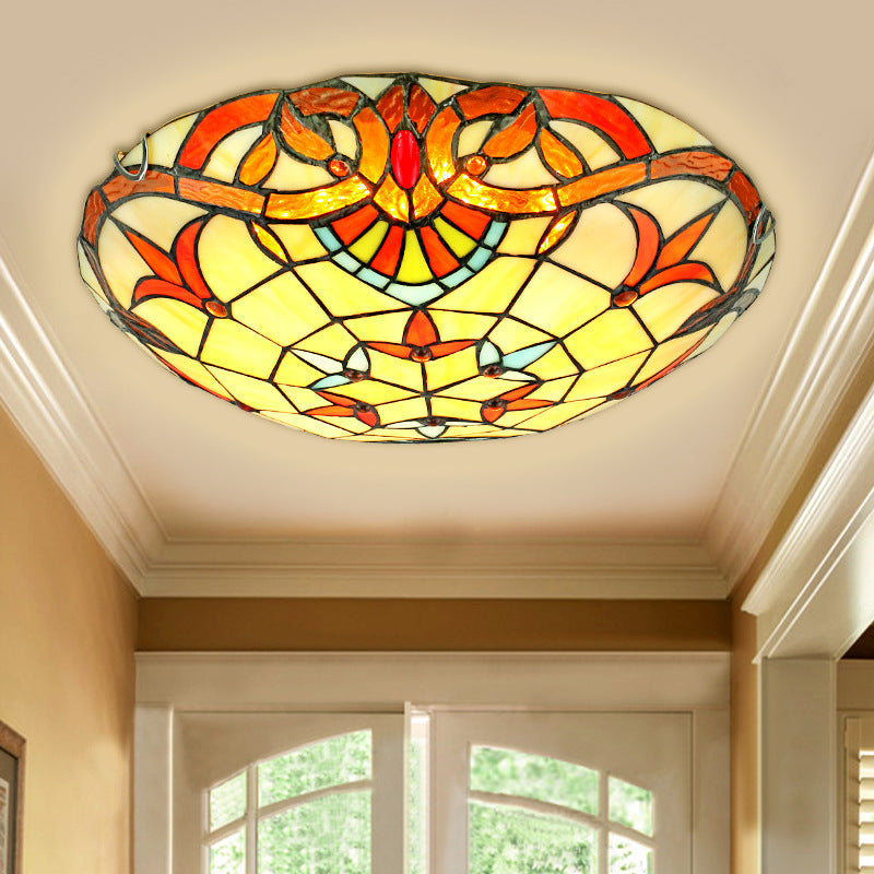 Eryn Baroque Round Flush Mount Ceiling Light Glass Bedroom