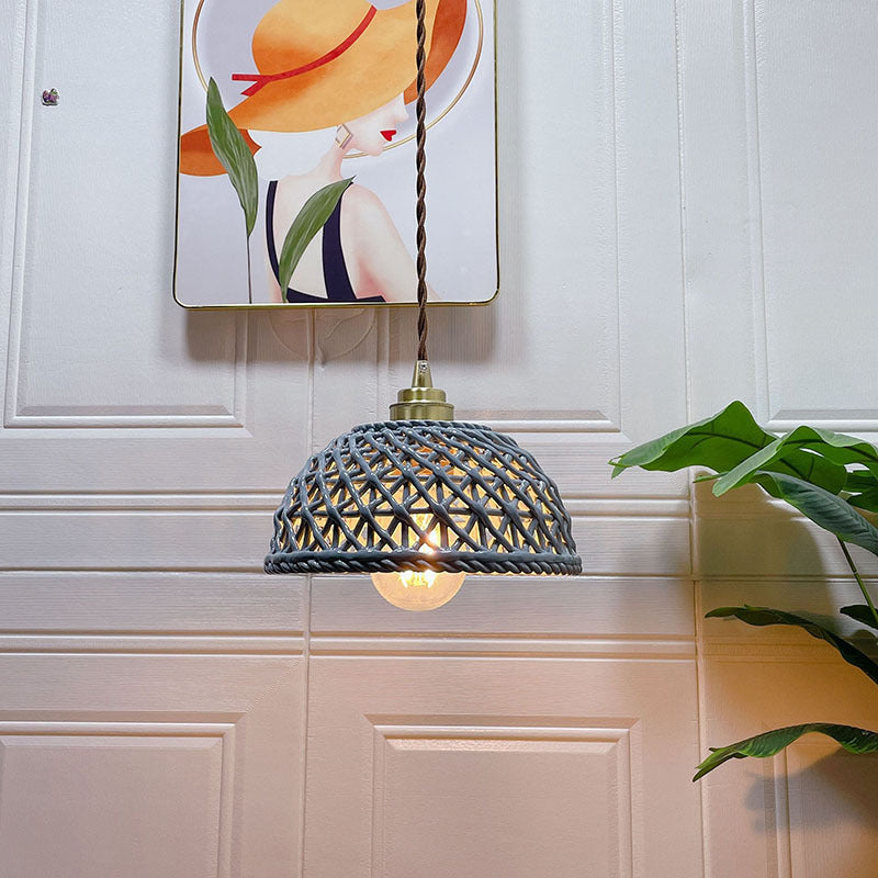 Hailie Retro Nordic Pendant Light Metal Ceramic Bar Bedroom