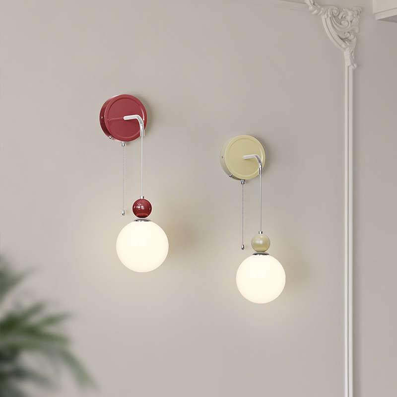 Morandi Modern LED Indoor Wall Lamp Red/Coffee Metal/Glass Bedroom