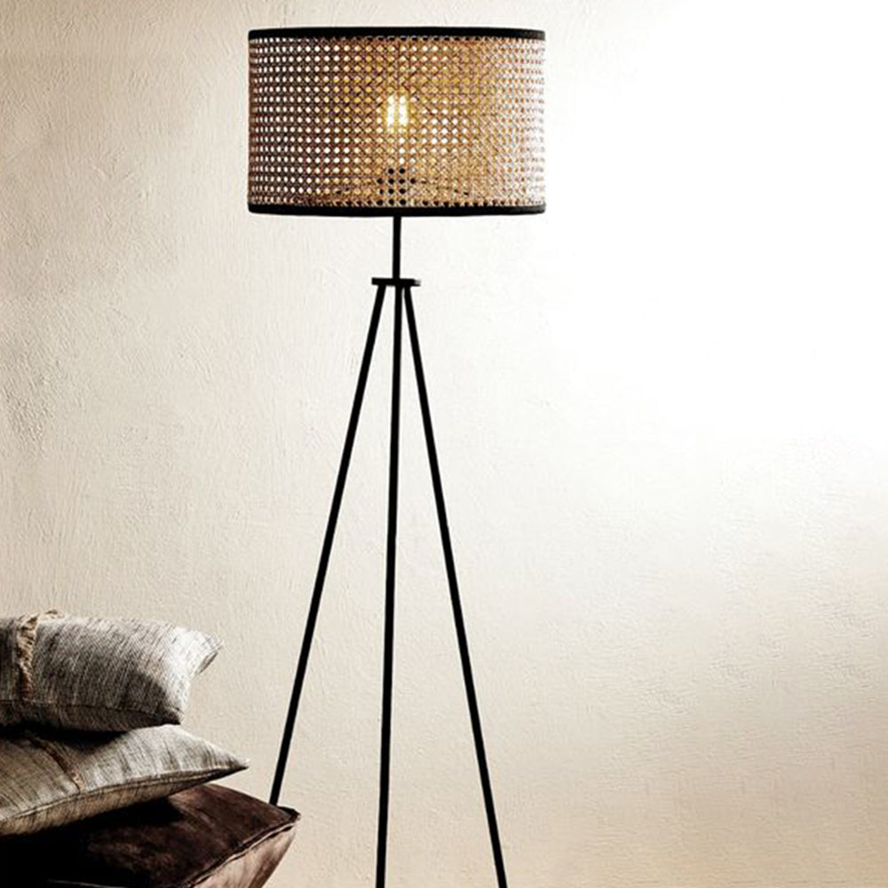 Ritta Natural Tripod Floor Lamp, Rattan/Willow Weave