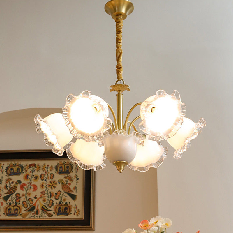 Lily Retro LED Metal Glass Chandeliers Living Room Bedroom
