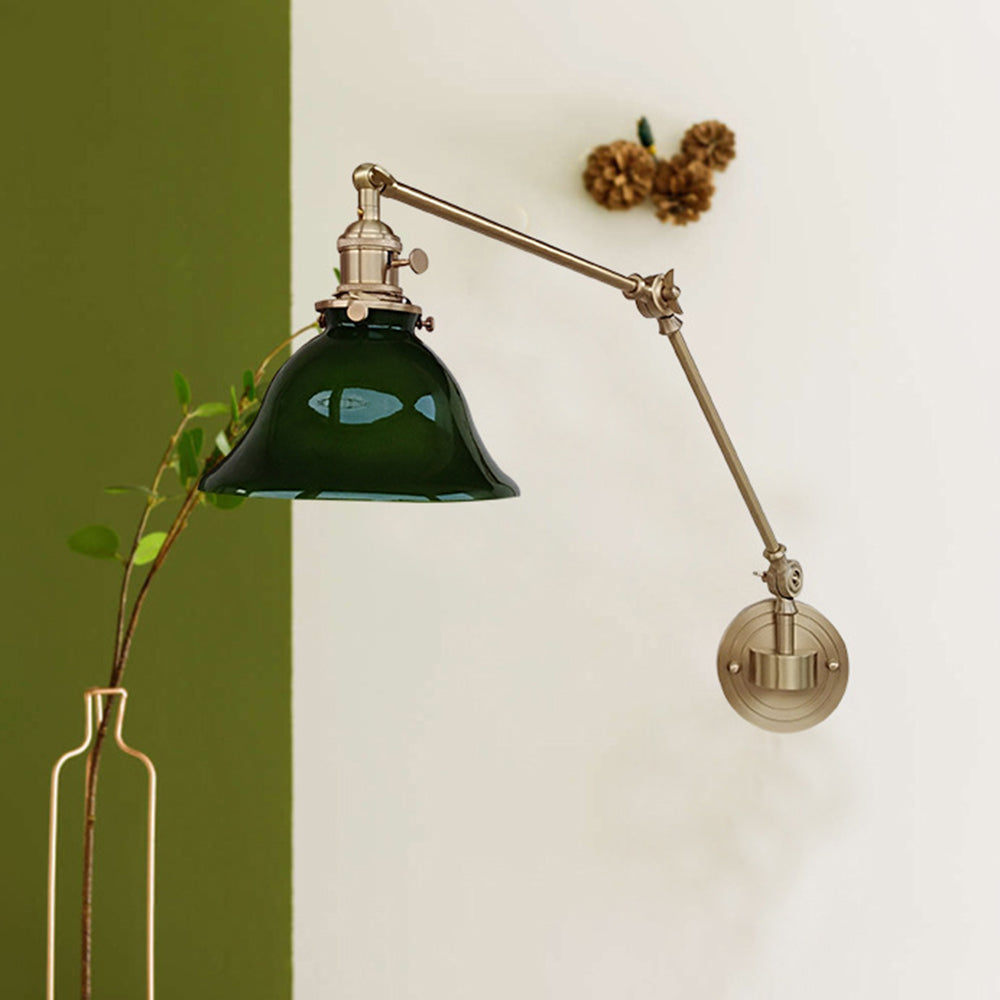 Brady Vintage Foldable Metal Wall Lamp, Green/White