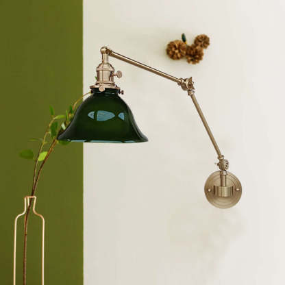 Brady Vintage Foldable Metal Wall Lamp, Green/White