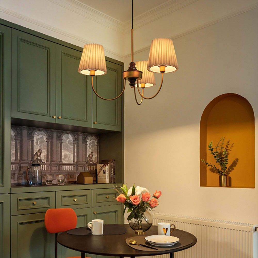 Modern Retro Metal/Fabric Chandelier, White/Green | Las Sola