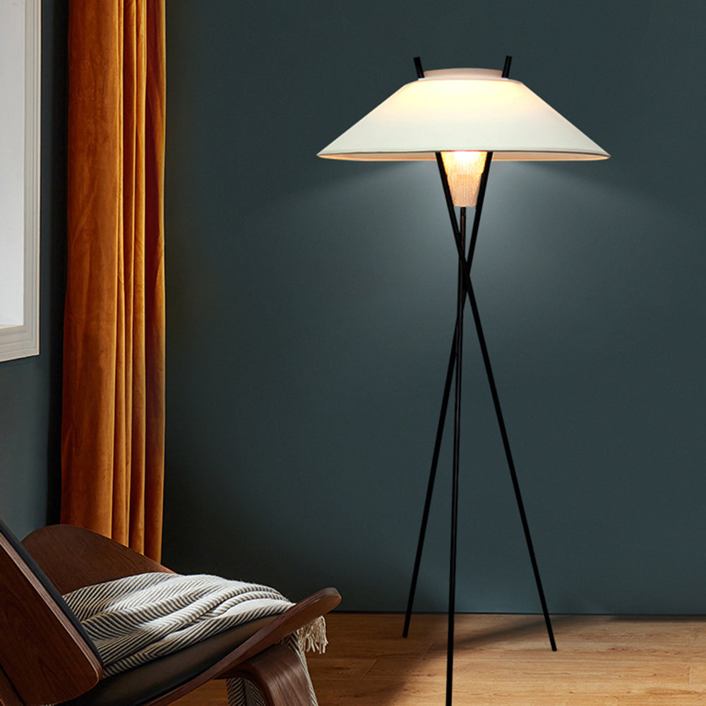 Carins Modern Tripod Floor Lamp, illuminating living room