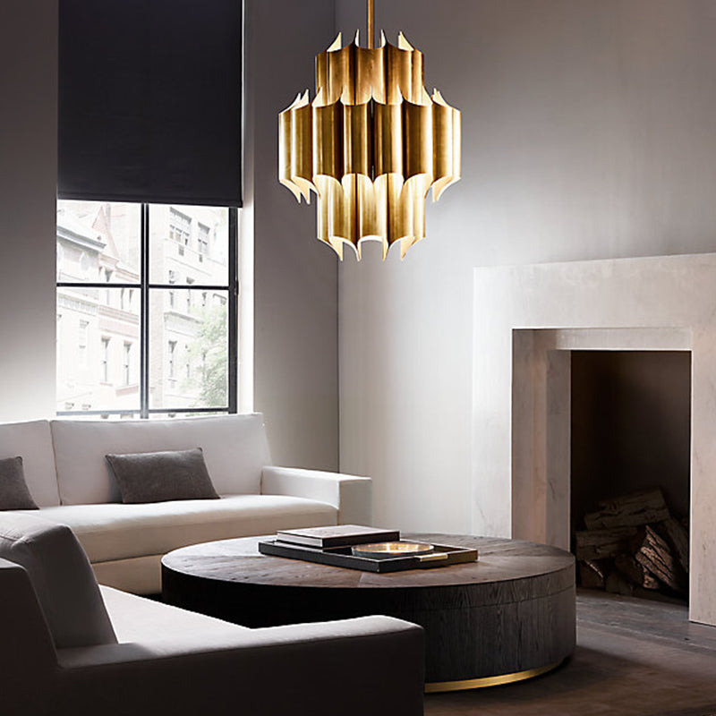 Evette Simple Retro Creative Chandelier Brass Metal Bedroom