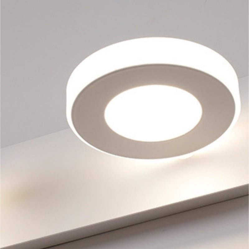 Leigh Minimalist Round Metal Wall Lamp, White, Bathroom