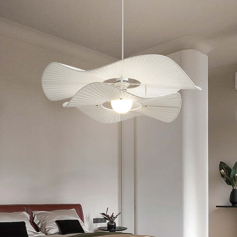Renée Modern LED Pendant Light White Metal Fabric Living Room