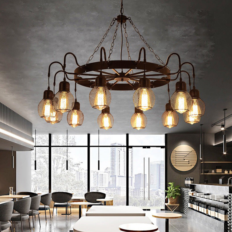 Industrial LED Chandelier in modern dining room, Alessio lighting