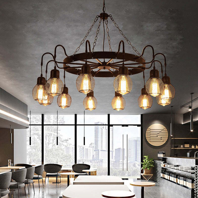 Industrial LED Chandelier in modern dining room, Alessio lighting