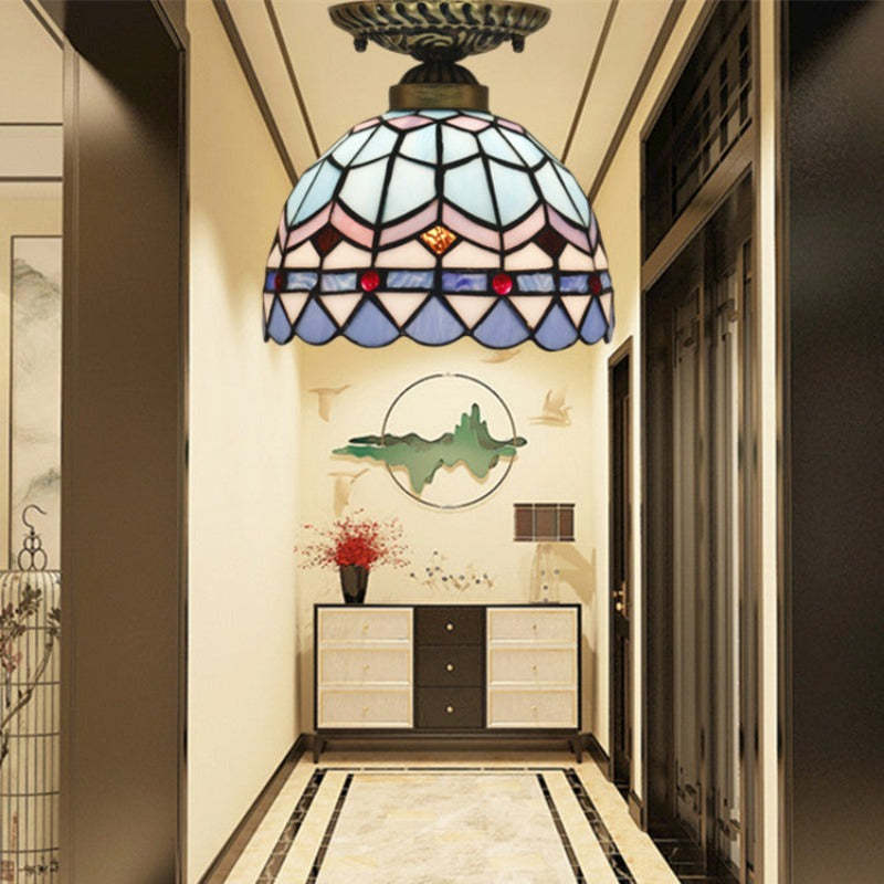 Eryn Vintage LED Flush Mount Ceiling Light Blue Living Room