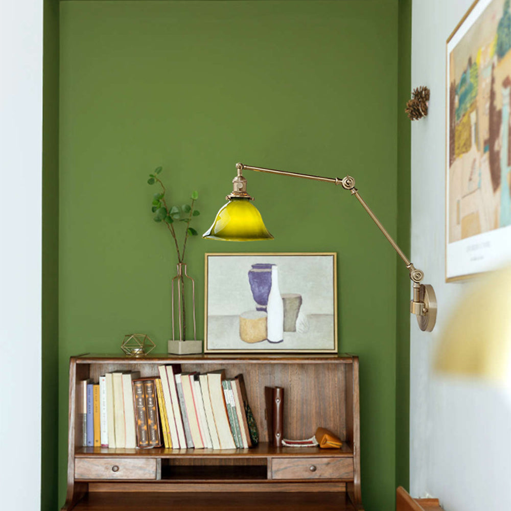 Brady Vintage Foldable Metal Wall Lamp, Green/White