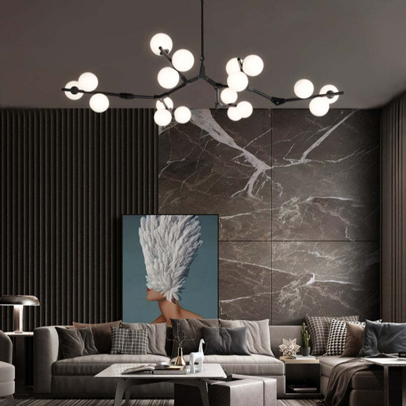 Valentina Modern LED chandelier Gold/Black Glass Living Room/Bedroom