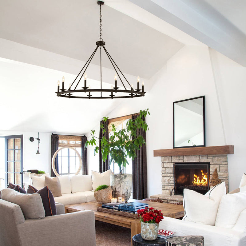 Silva Modern Candles Chandelier Black Metal Living Room/Bedroom