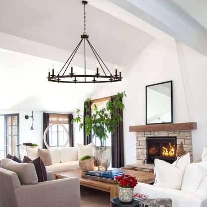 Silva Modern Candles Chandelier Black Metal Living Room/Bedroom