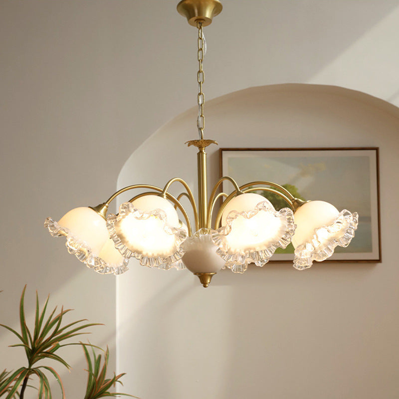 Lily Retro LED Metal Glass Chandeliers Living Room Bedroom