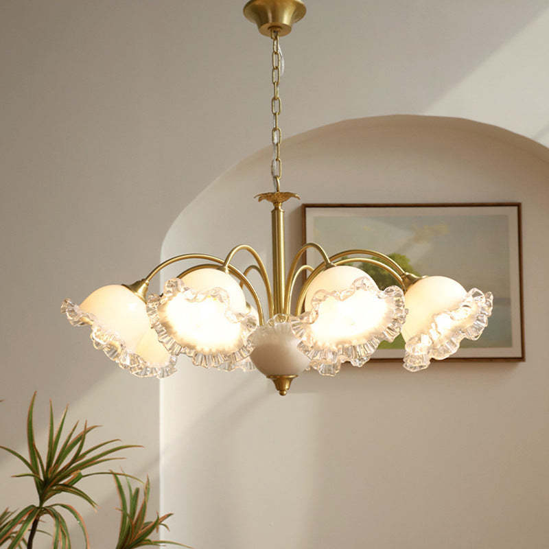 Lily Retro LED Metal Glass Chandeliers Living Room Bedroom
