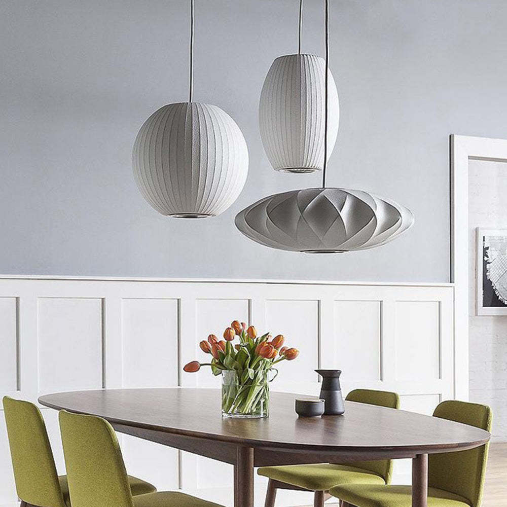 Renée Vintage Artificial White Silk Shade Single Pendant Light
