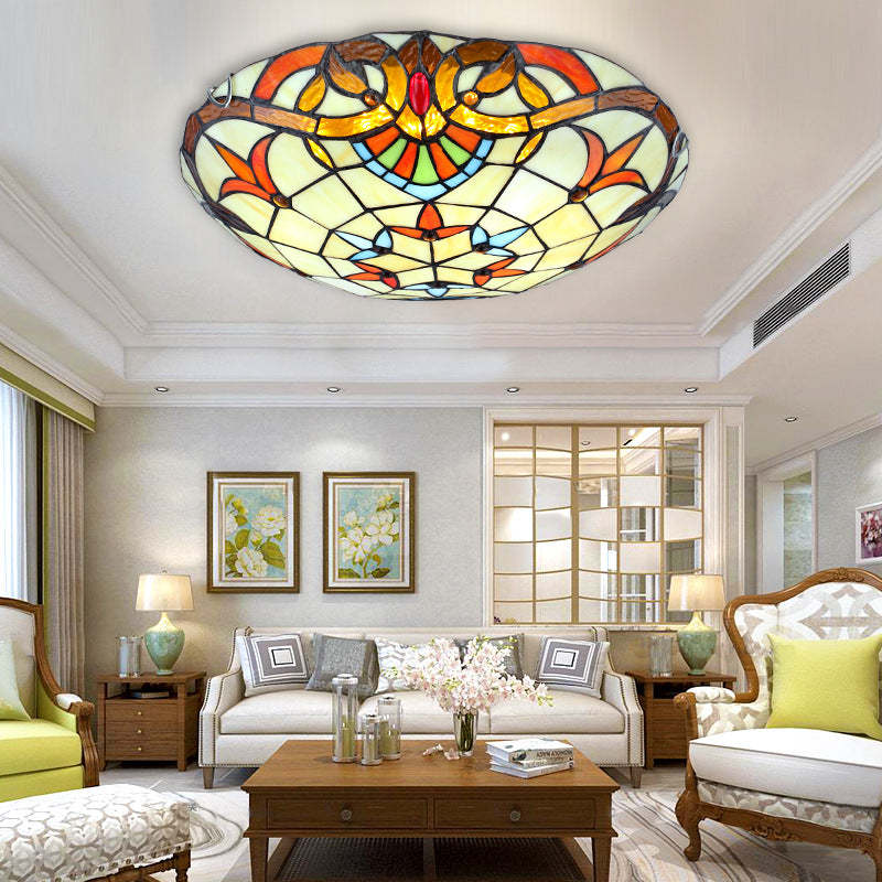 Eryn Baroque Round Flush Mount Ceiling Light Glass Bedroom