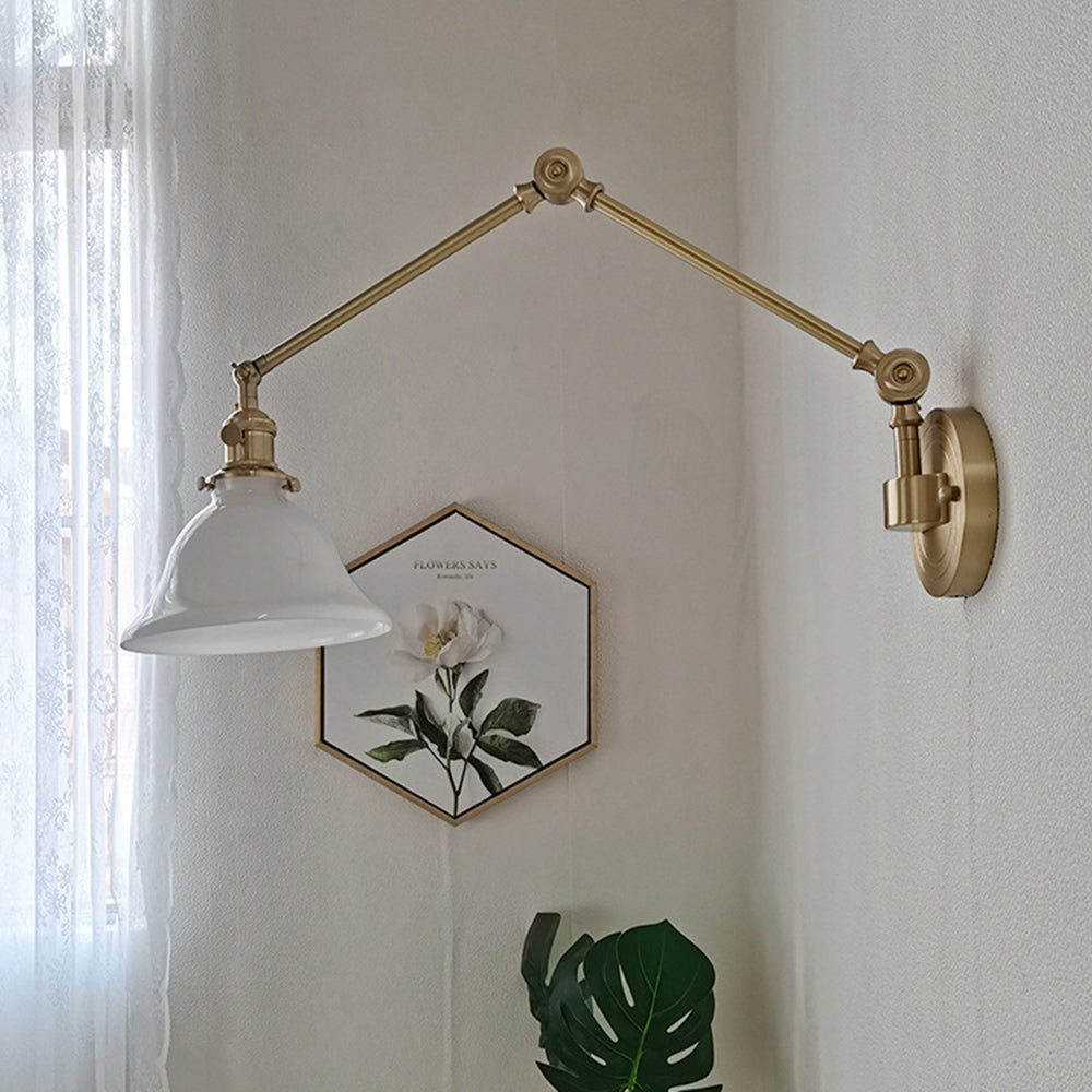 Brady Vintage Foldable Metal Wall Lamp, Green/White