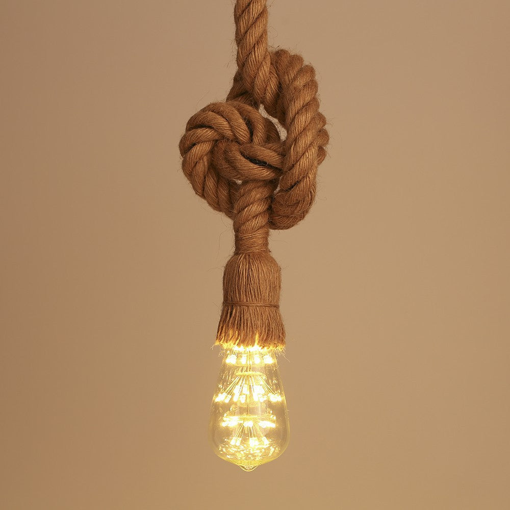 Alessio rope pendant light, industrial style LED bulb