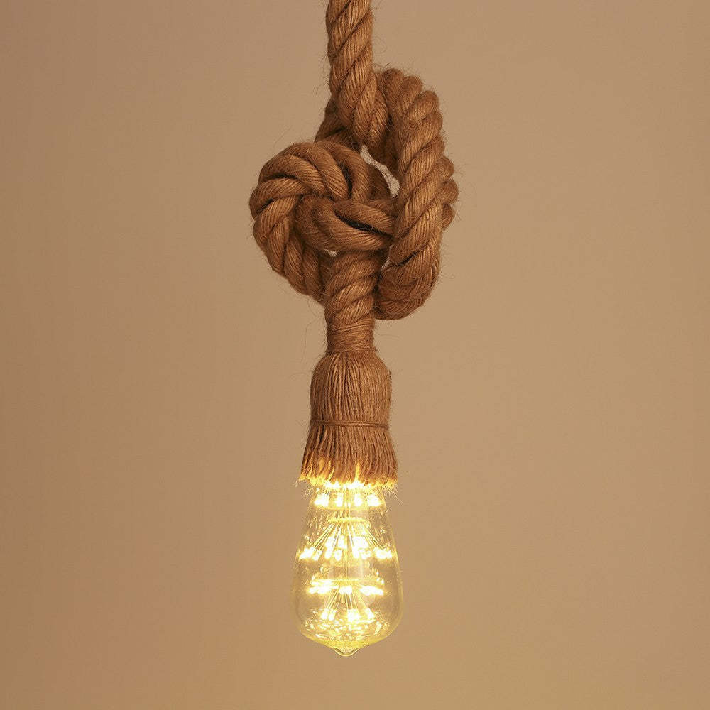 Alessio rope pendant light, industrial style LED bulb