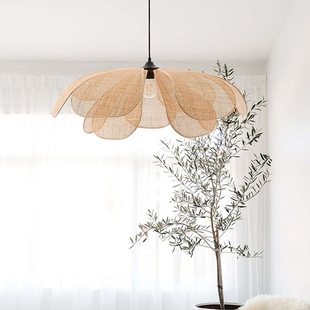 Ritta Wood Pendant Light, Rattan/Willow weave, Living Room | Las Sola