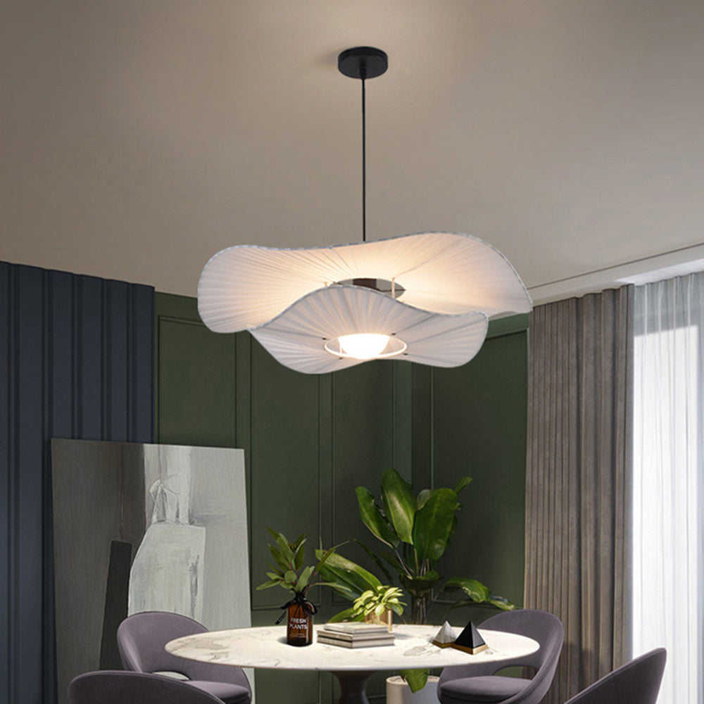 Renée Modern Nordic Cloth/Metal Shell Pendant Light, White