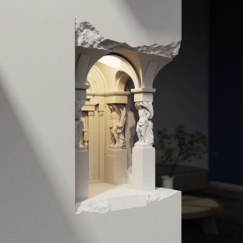 Félicie Art Deco Flush LED Plaster Wall Lamp, White