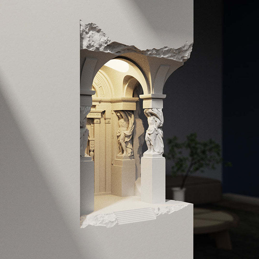 Félicie Art Deco Flush LED Plaster Wall Lamp, White
