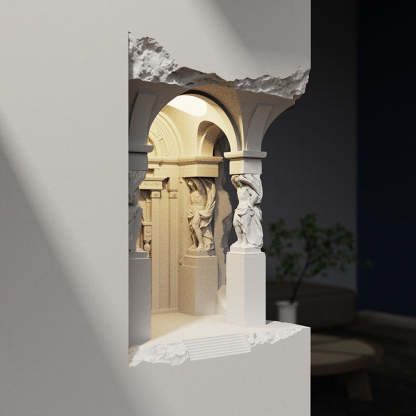 Félicie Art Deco Flush LED Plaster Wall Lamp, White