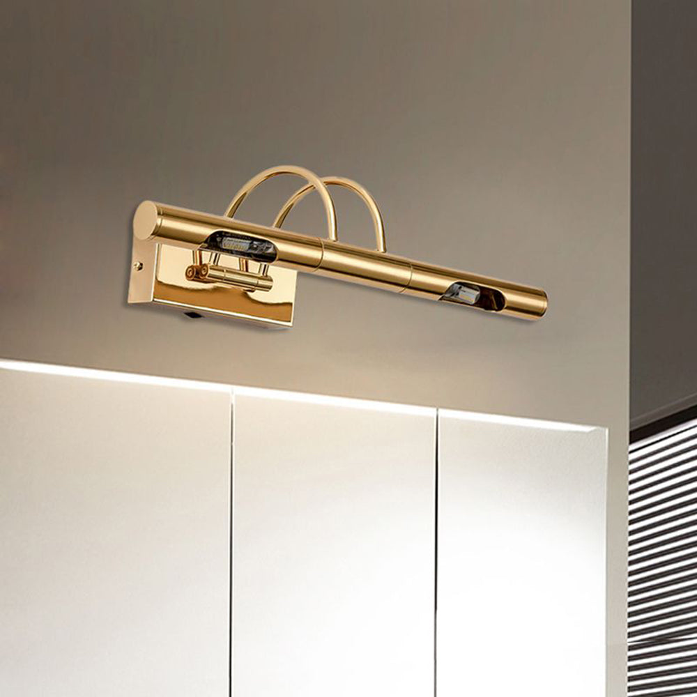 Freja Retro Cylindrical Metal Wall Lamp, Gold, Bathroom