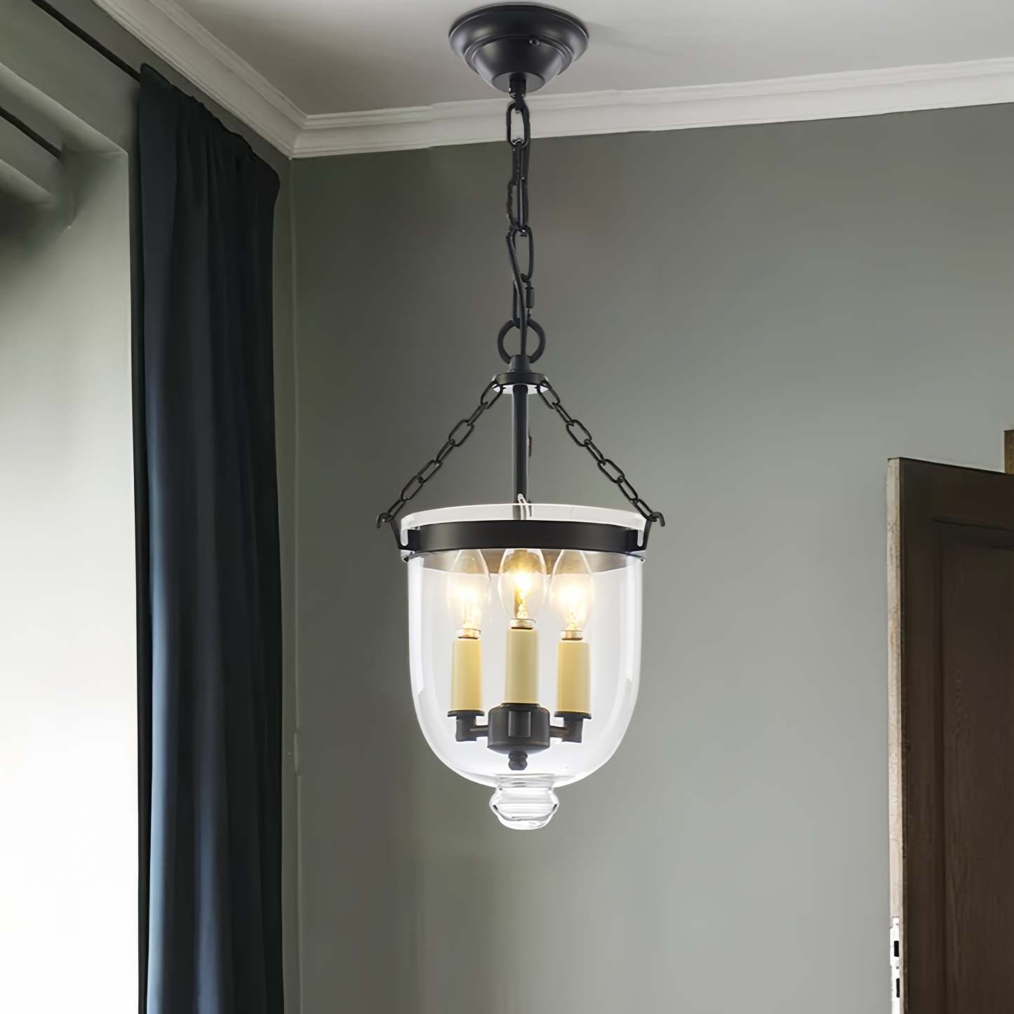 Alessio Industrial Pendant Light with glass shade