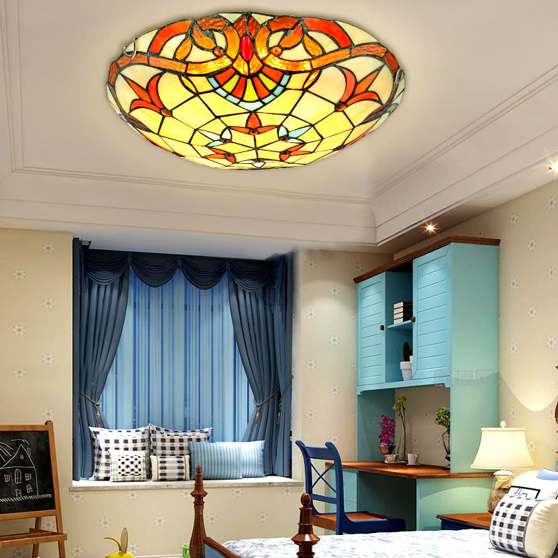 Eryn Baroque Round Flush Mount Ceiling Light Glass Bedroom