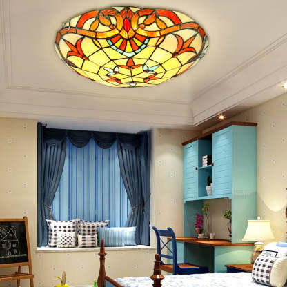 Eryn Baroque Round Flush Mount Ceiling Light Glass Bedroom