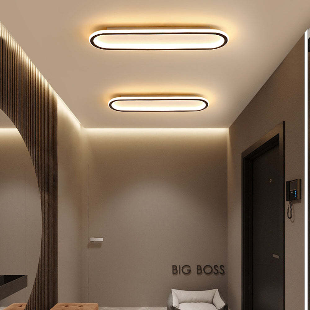 Quinn Modern Rectangular Flush Mount Ceiling Light Black Gold Acrylic Metal Living Room