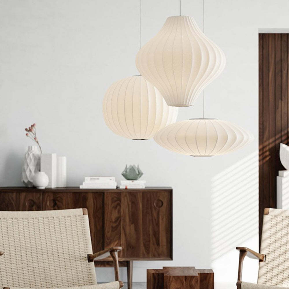 Renée Vintage Artificial White Silk Shade Single Pendant Light