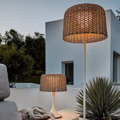 Ritta Waterproof Outdoor Floor Lamp, Rattan，Balcony/Terrace