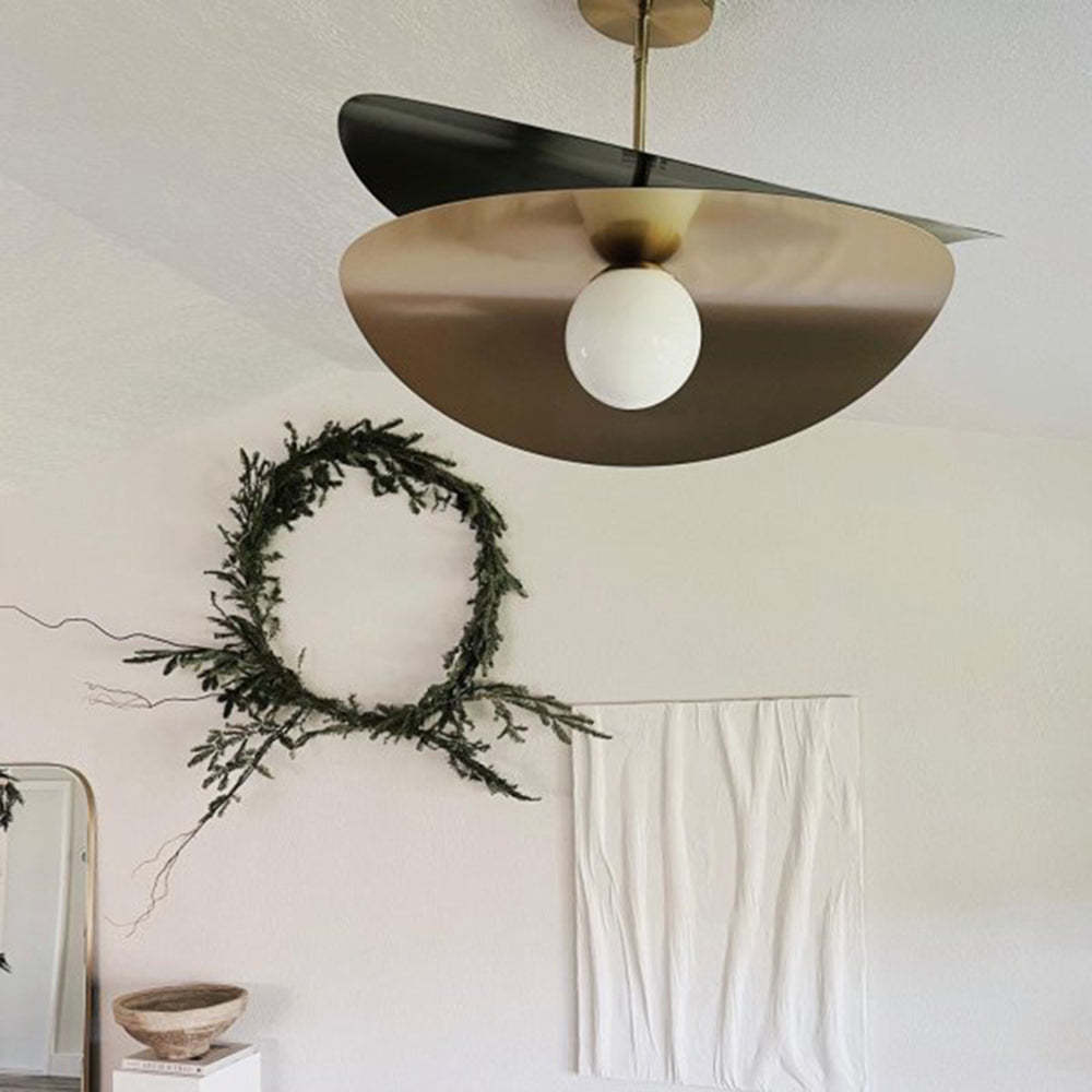 Carins Decorative Geometric Metal Pendant Light, Black/Gold