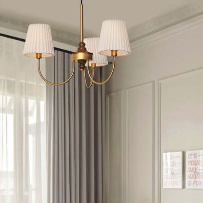 Eryn Modern Retro Metal/Fabric Chandelier, White/Green
