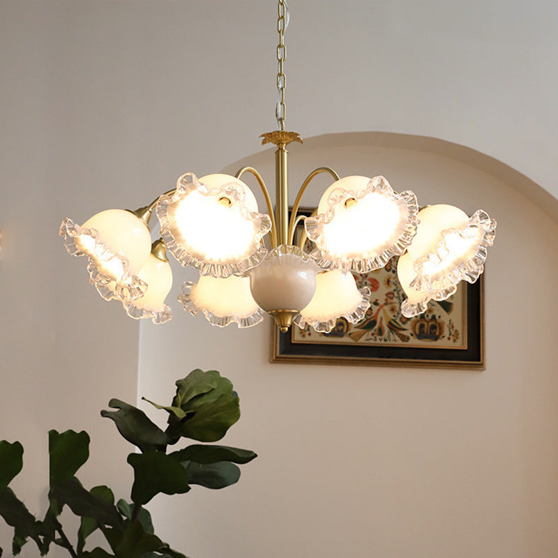 Lily Retro LED Metal Glass Chandeliers Living Room Bedroom