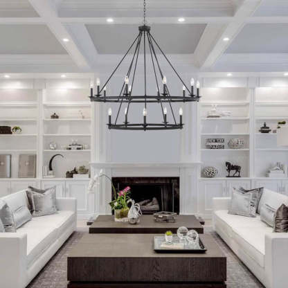 Silva Modern Candles Chandelier Black Metal Living Room/Bedroom