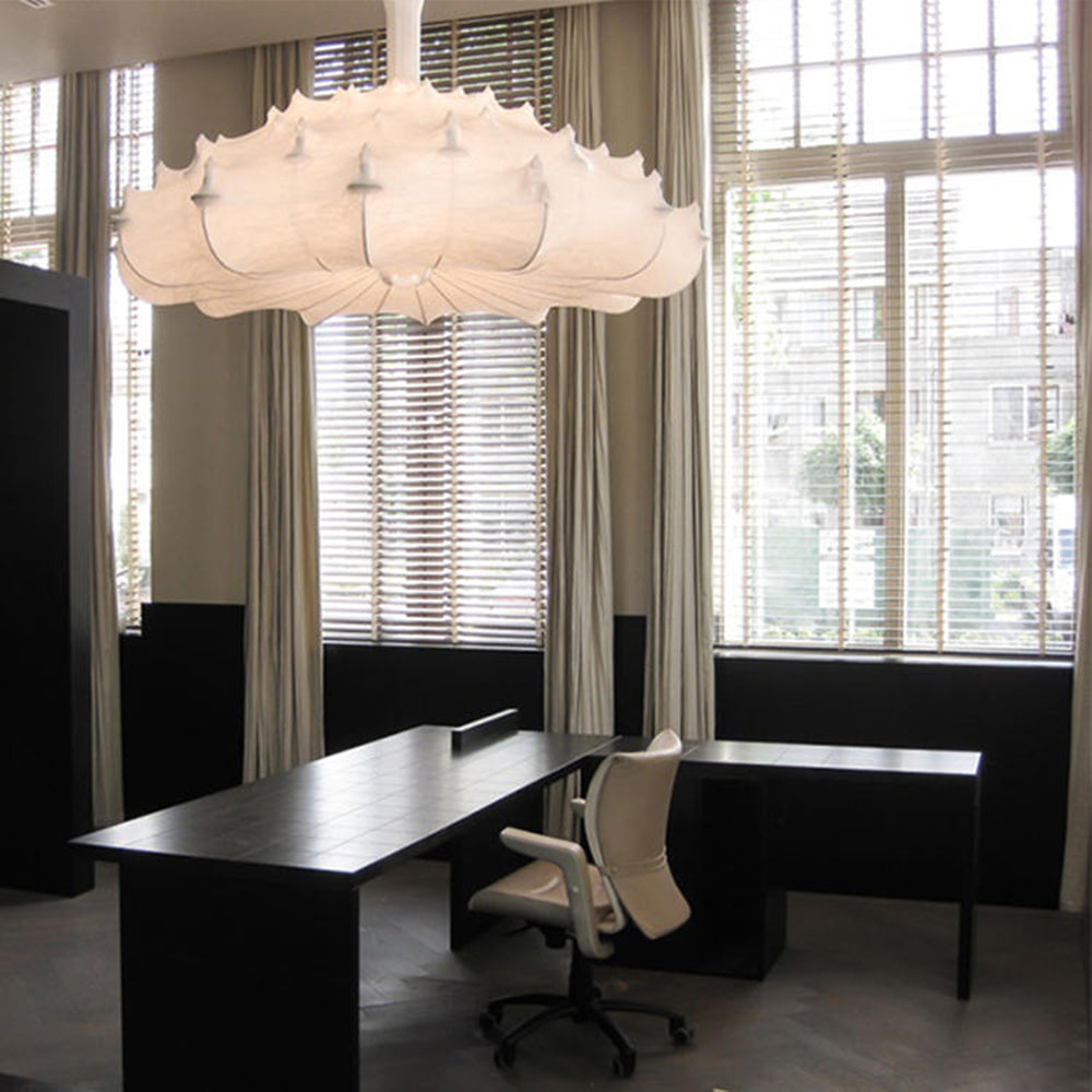 Renée Modern Artificial Silk/Metal Pendant Light,  White
