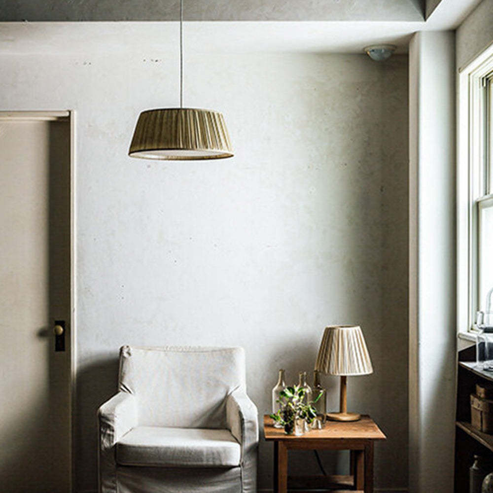 Renée Pleated Pendant Light Wabi Sabi, Metal/Fabric, Living Room