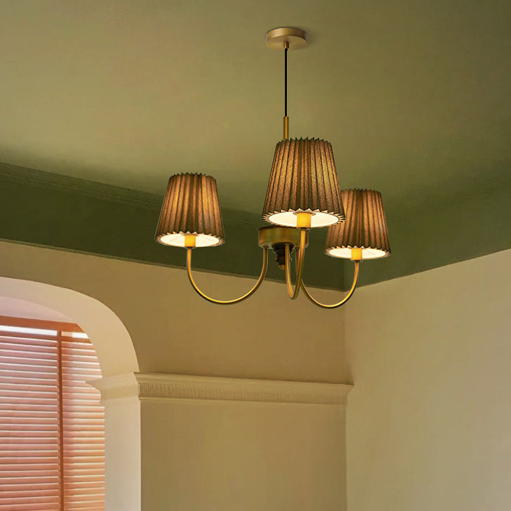 Eryn Modern Retro Metal/Fabric Chandelier, White/Green