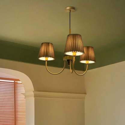 Eryn Modern Retro Metal/Fabric Chandelier, White/Green