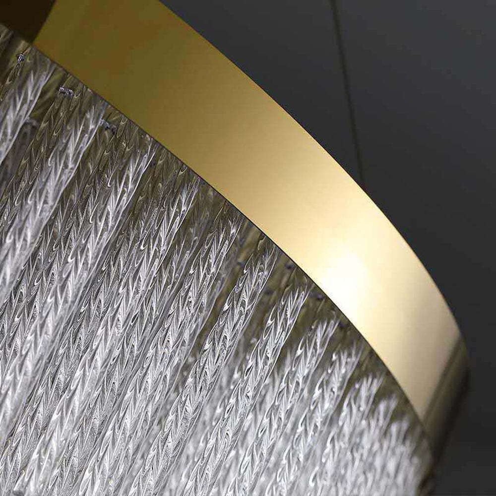 Colon Modern Spiral Crystal Ring /Rectangle Metal Chandelier, Gold